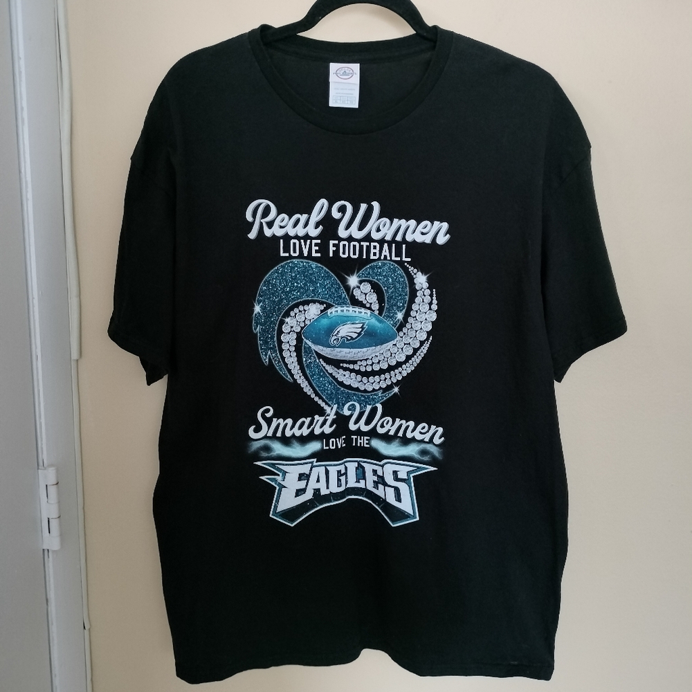 Philadelphia Eagles Black Cotton Tee T Shirt XL Real Women Love Football